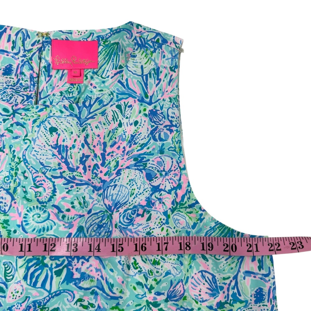 Lilly Pulitzer Women's Trina Dress Bondi Blue Size XL Cotton Tiered Shift Dress - Picture 8 of 10
